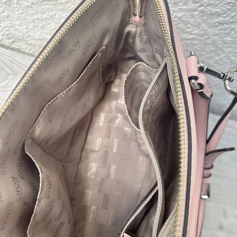 Michael Kors Blush Pink Saffiano Leather Dome Satchel Crossbody Bag - Picture 8 of 17